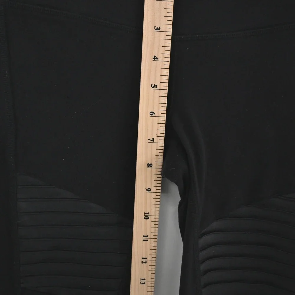 Alo Yoga Moto Leggings Womens Size XS Black Ribbed Mesh Athleisure Yoga Workout